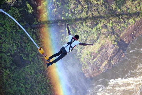 Victoria Falls Bridge Bungee jump over the Zambezi River