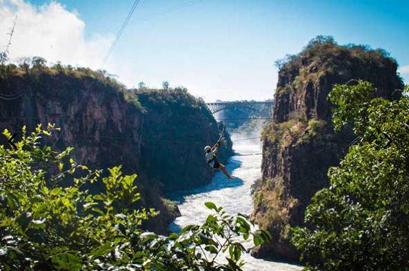 Victoria Falls Canopy tour over the Batoka gorge and Zambezi River in Victoria Falls, Zimbabwe