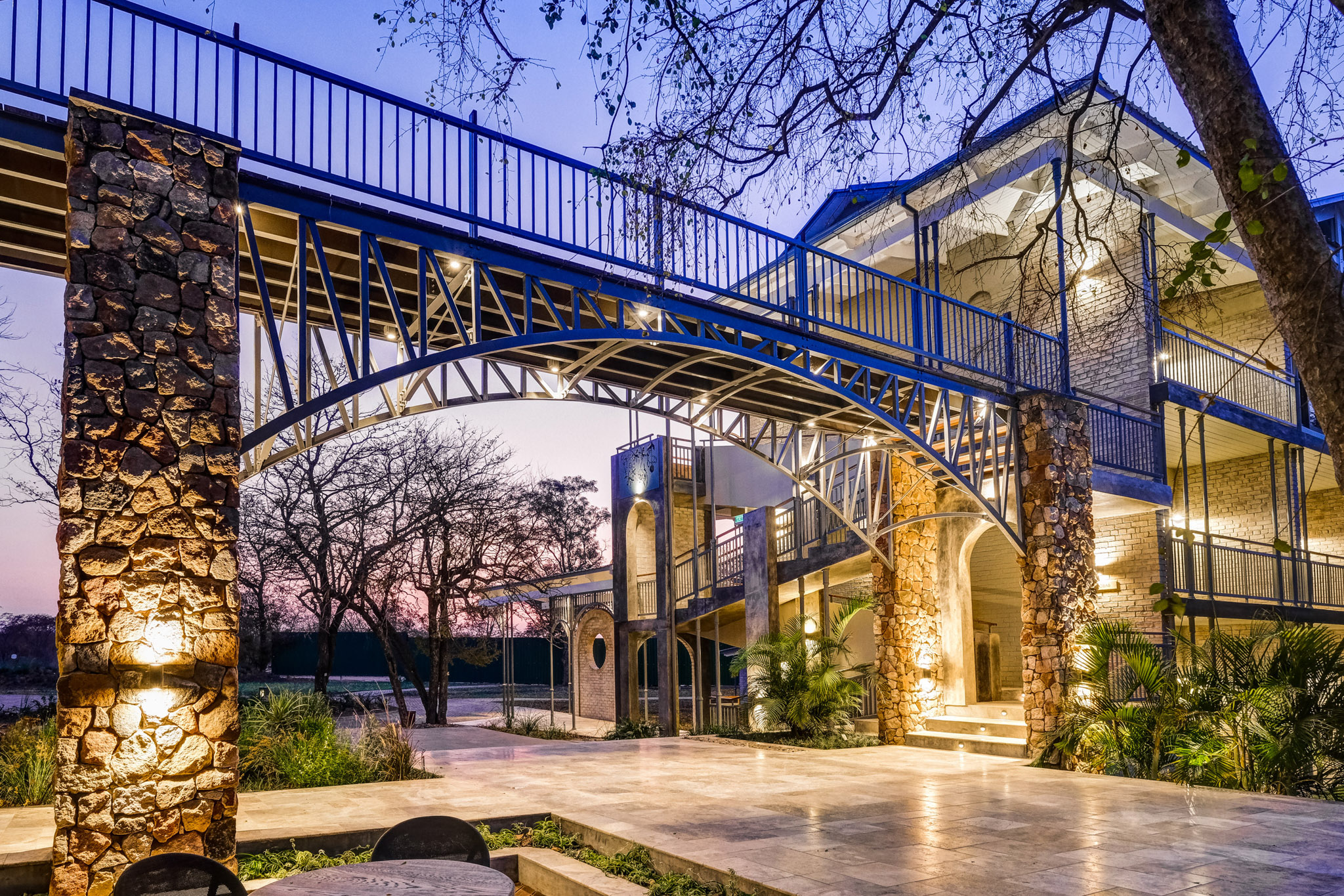 Replica Victoria Falls Bridge at The Palm River Hotel along the Zambezi River, Victoria Falls, Zimbabwe