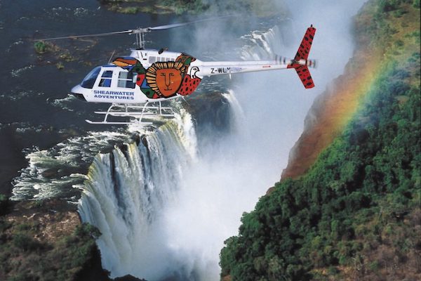 Helicopter flight over the Victoria Falls Zimbabwe