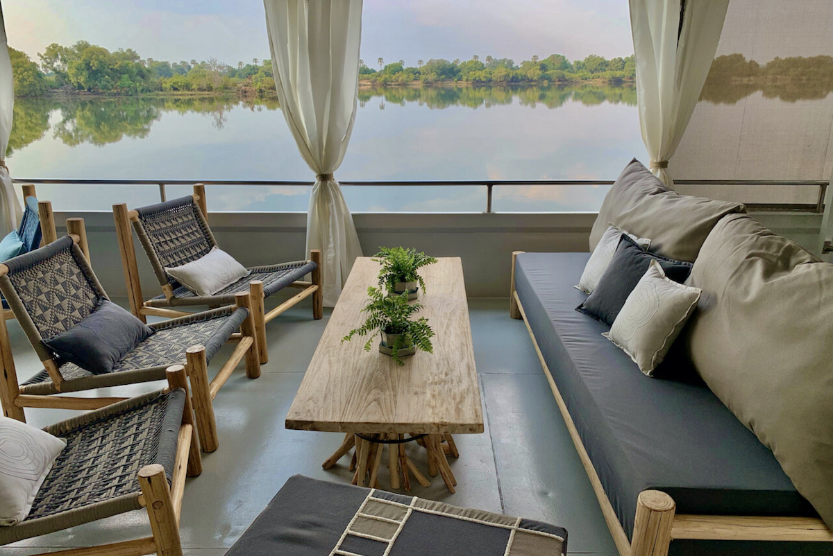 Luxury Deck Zambezi River sunset cruise on the Zambezi Explorer boat in Zimbabwe