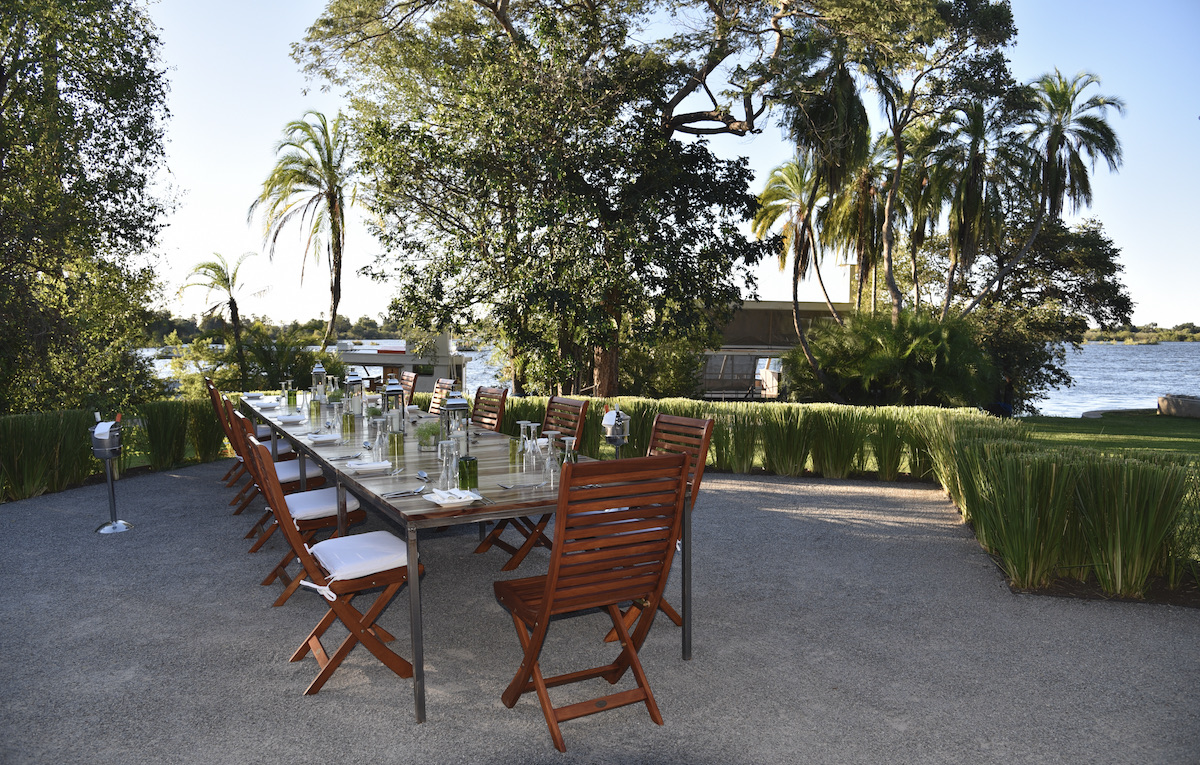 Table set at The Eaatery along the Zambezi River