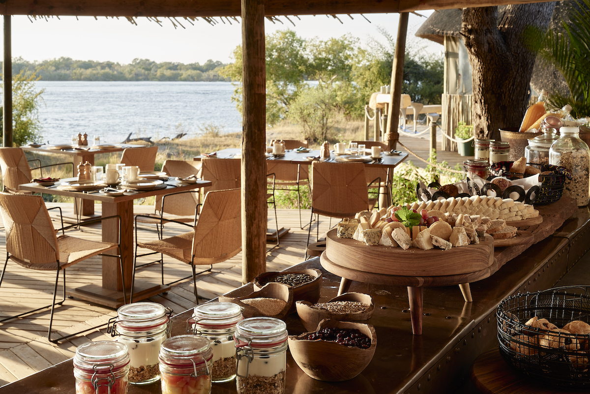 Breakfast on the river's edge at Victoria Falls River Lodg 